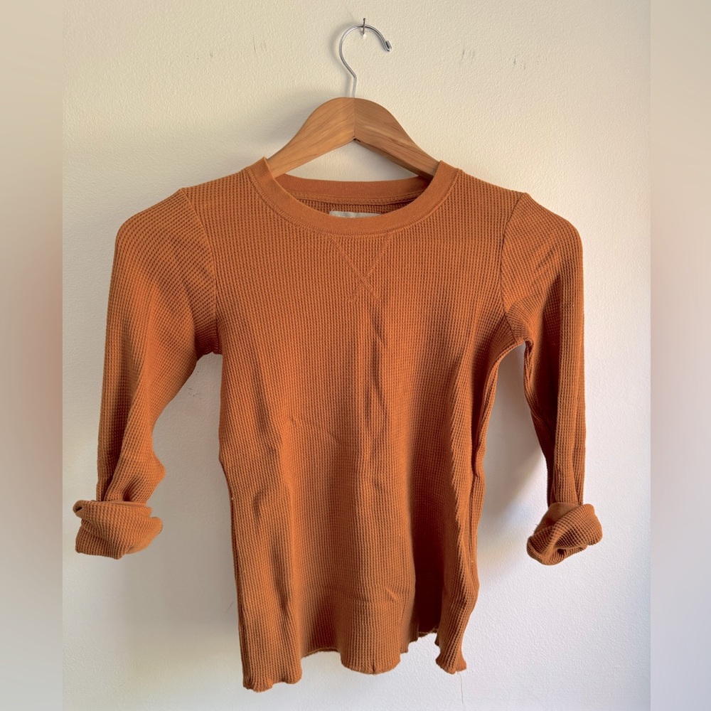 super cute for fall:  long sleeve thermal by Everlane; burnt orange/rust; size s